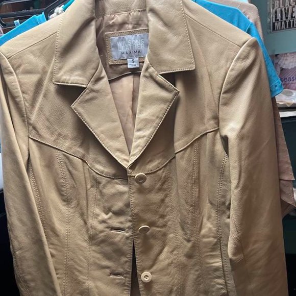 Wilson`s Beige Leather Jacket Size S Small - Picture 4 of 4